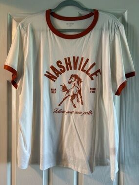 Old Navy White Tee with Rust Trim
